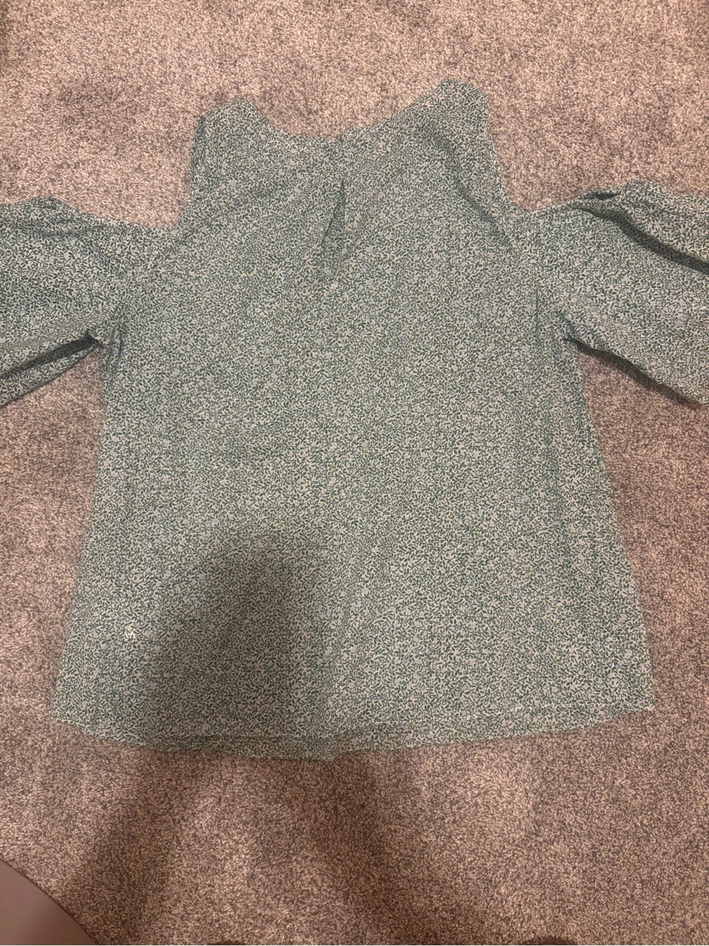 Michael Kors Green Floral Cold-Shoulder Blouse